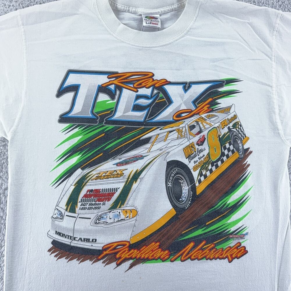 Vintage Ron Tex Jr Shirt Mens Medium Dirt Track Racing Papillion Nebraska 90s